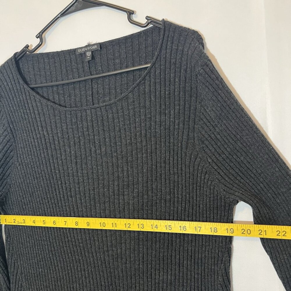 Eileen Fisher Women’s Sweater 100% Merino Wool XL Black Ribbed Long Sleeve - Picture 5 of 8